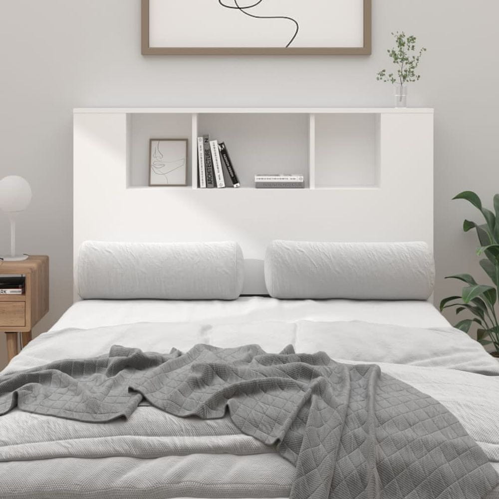 Vidaxl Čelo postele s policami, biele, 120x18,5x104,5 cm